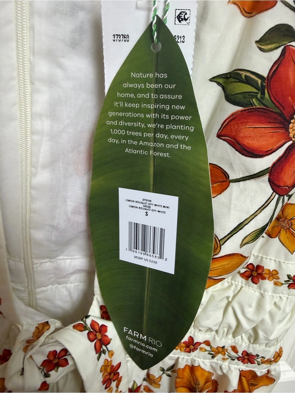 Farm Rio Lemon Bouquet Mini Dress Size Small - Picture 7 of 8
